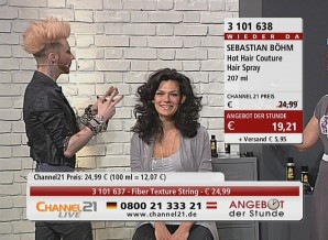 Promifriseur und Beauty-Produkt-Verkäufer: Sebastian Böhm auf dem TV-Sender Channel 21