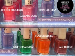 Die limitierte essie "summer collection 2012" im Display bietet 6 Farbnuancen in klaren starken Farben | Farbbezeichnungen