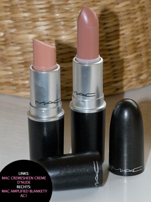Links M•A•C Cremesheen Lipstick “Creme d’Nude” | Rechts M•A•C Amplified Lipstick “Blankety”