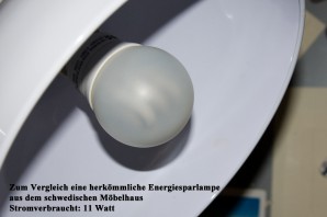 Ausgeschaltet: Schwedenhaus-11-Watt-Energiesparlampe
