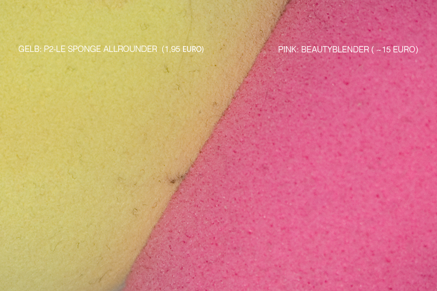 Gelb: der "sponge allrounder" von p2 (LE "What's up? Beach Babe" Sommer 2012) | Pink: der original Beautyblender
