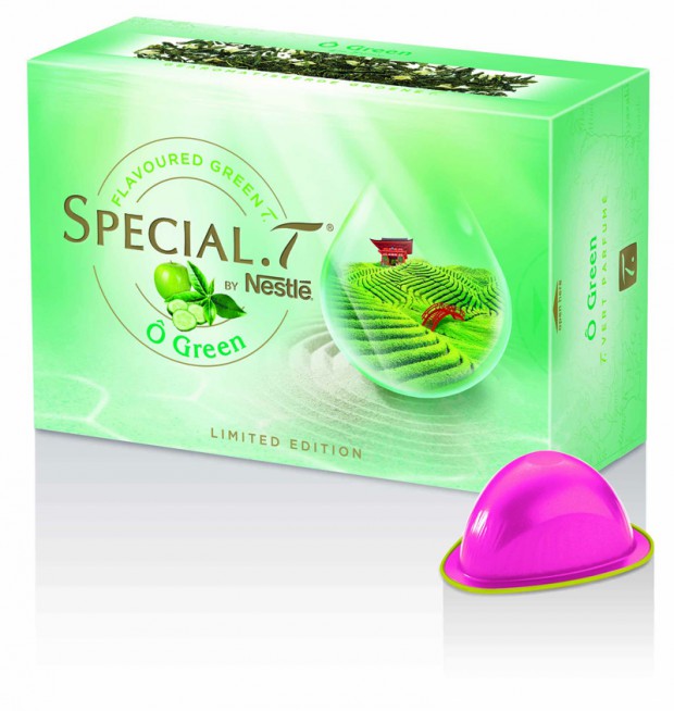 Nestlé Special T. "Ô Green"Die innovative Kombination aus japanischem Sencha Kagoshima-Grüntee, grünem Apfel und Gurke erweckst den Zauber des Frühlings.