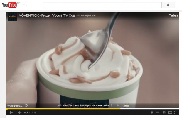 Mövenpick Frozen Yogurt Werbeanzeige YouTube