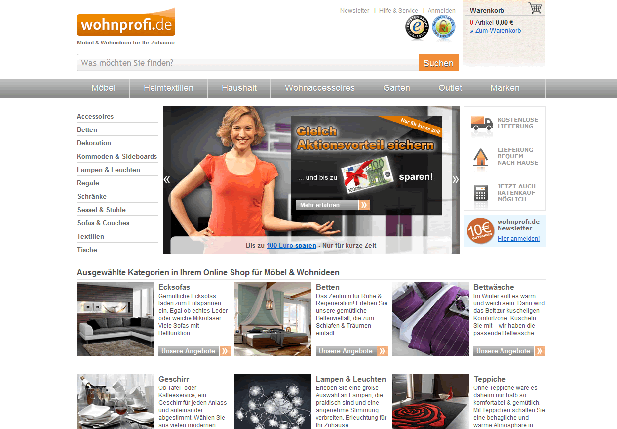 www.wohnprofi.de - Onlineshop für alle Produkte rund um das Thema Wohnen