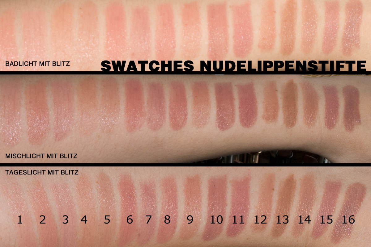 Swatches all meiner Nude-Lippenstifte: Hier könnt ihr direkt vergleichen: MAC, p2, alverde, Alterra, ARTDECO, CATRICE, Manhattan, L.A. Girl, Rival de Loop