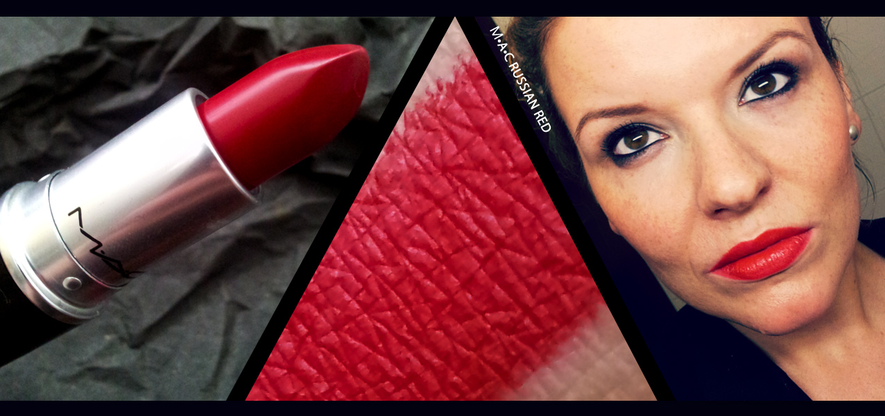 MAC matte lipstick russian red Swatch und Tragefoto Robina Hood